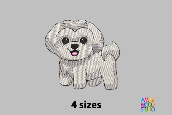 Cute White Dog: A Seasonal Embroidery Gem