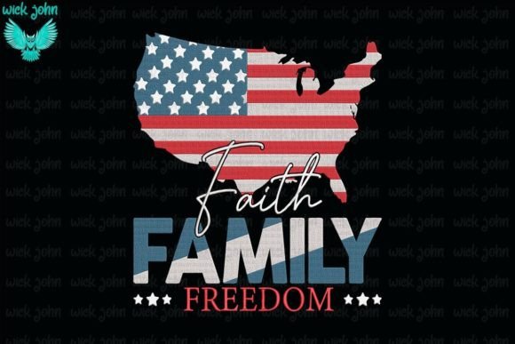 Faith Family Freedom Embroidery Design