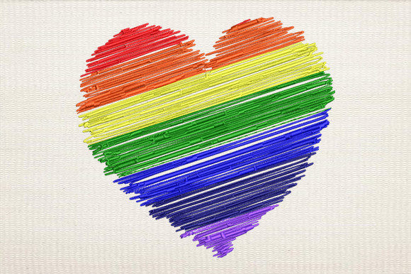 LGBT Rainbow Heart Embroidery Design