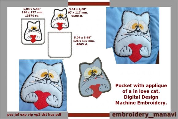 Pocket with Applique of a Cat in Love