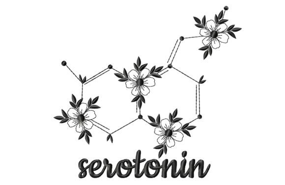 Serotonin Molecule with Flowers